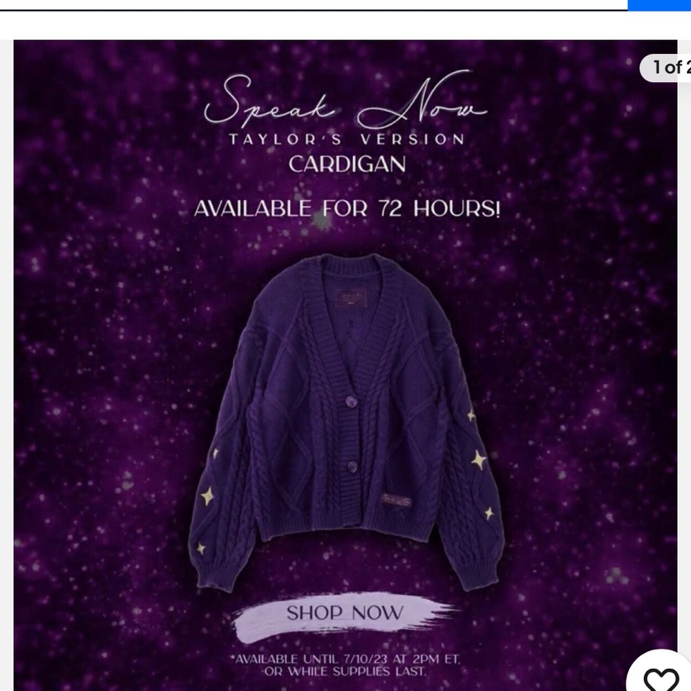 Taylor Swift Speak Now (Taylor’s Version) Cardigan XS/S NEW